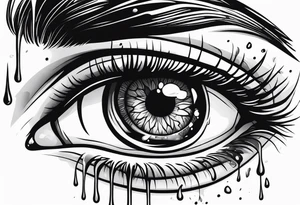 Realistic eye crying tears of tragedy death and betrayal tattoo idea