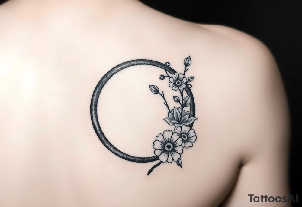 Forearm tattoo with moon enso ring. Add flowers. Add a stem that says be present. tattoo idea