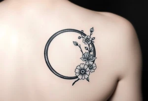 Forearm tattoo with moon enso ring. Add flowers. Add a stem that says be present. tattoo idea