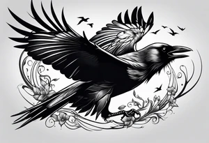 crows in flight tattoo idea