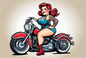 Chubby biker pin up tattoo idea