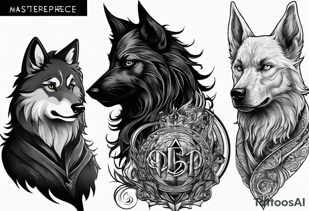 Harry Potter Werewolf and black dog standing side by side tattoo idea