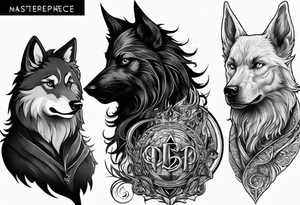 Harry Potter Werewolf and black dog standing side by side tattoo idea