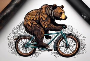 bear riding a bicycle tattoo idea