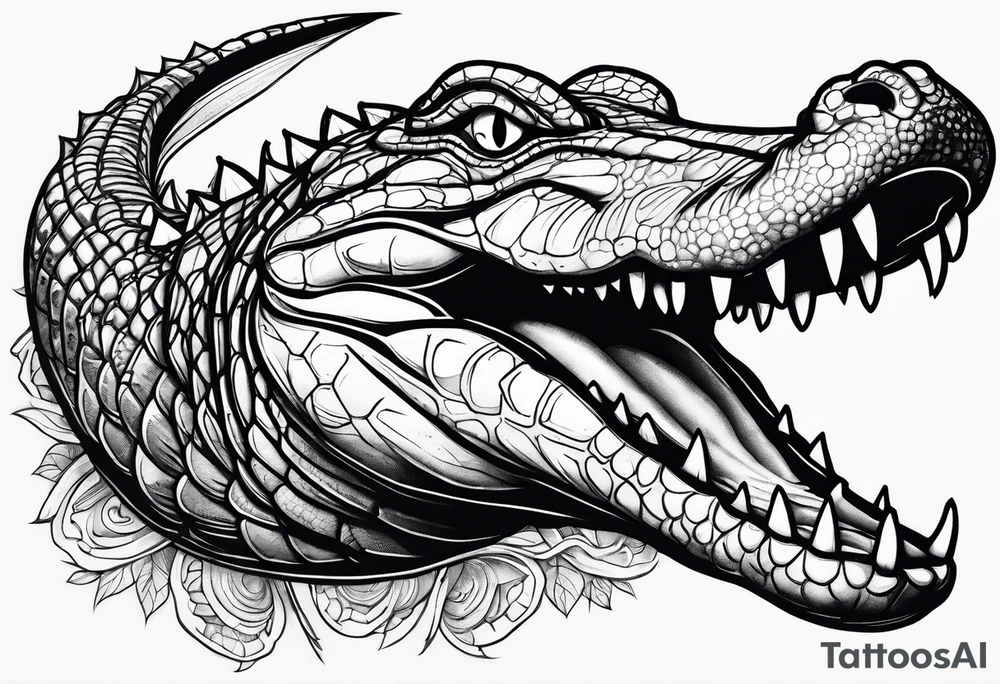 Alligator wrapped around a dagger tattoo idea