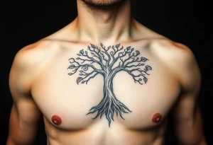 Detailed tree of life tree with designs around it tattoo idea