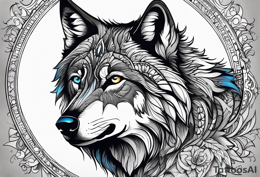 Grey wolf tattoo idea
