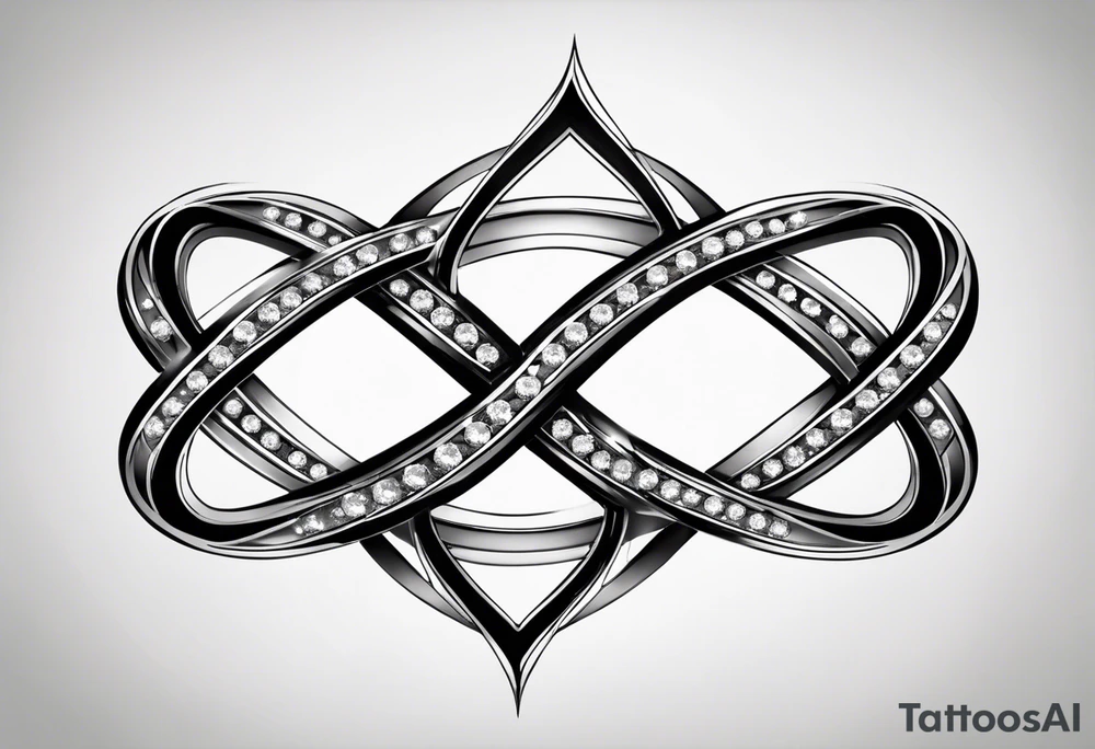 infinity symbol with four diamonds
One diamond inside one of the loops of the infinity symbol and one in the other.

Where the lines cross each other one on one side and another on the opposite side. tattoo idea