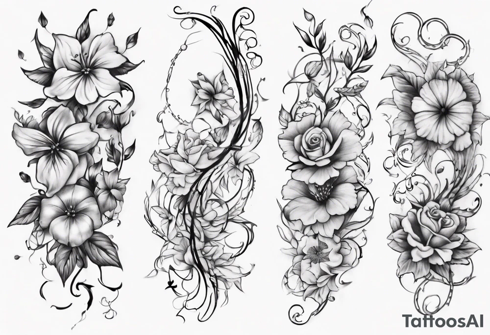 half sleeve with small flowers vining around arm tattoo idea