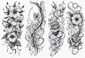 half sleeve with small flowers vining around arm tattoo idea