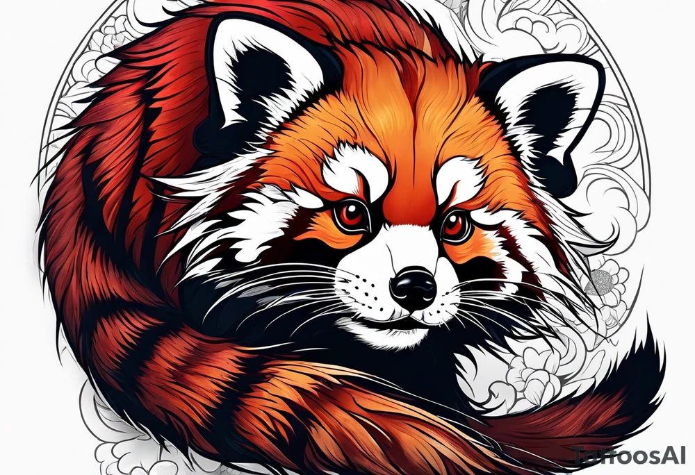 Red panda lucky cat tattoo idea