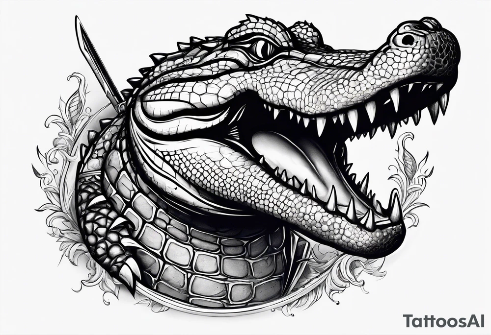 Alligator wrapped around a dagger tattoo idea