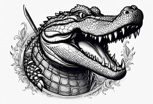Alligator wrapped around a dagger tattoo idea