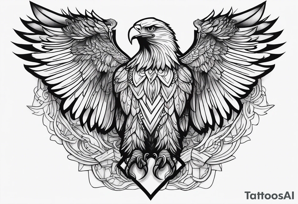 Manly eagle chest shoulder to shoulder tattoo idea
