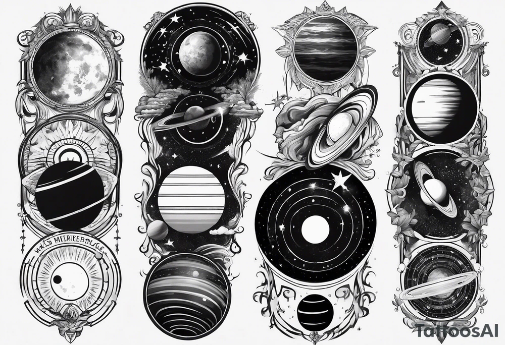 solar system spine tattoo idea