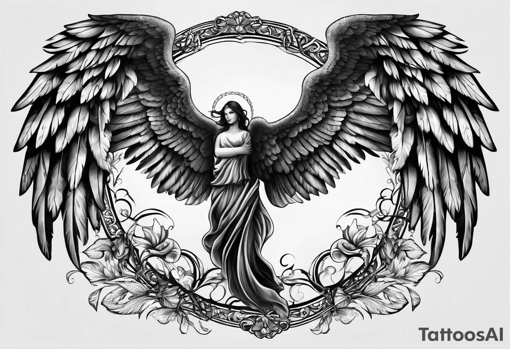 Angel Wings with the word Glenn in between tattoo idea Angel Wings with the word Glenn in between tattoo idea