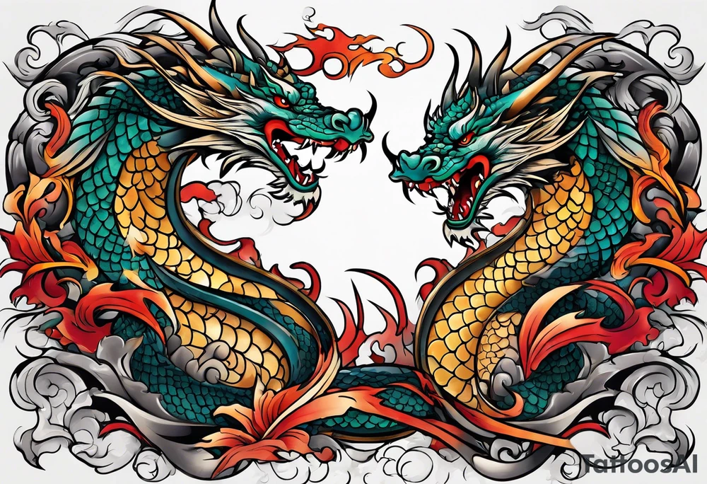 roaring dragons tattoo idea