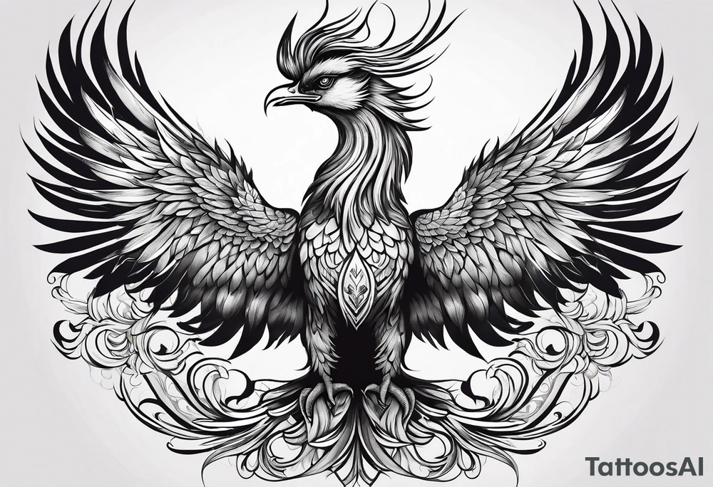 Asian phoenix with a long neck tattoo idea
