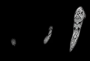 shaman style mytical bold line with rhyme tattoo idea