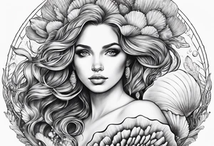 mermaid in clam shell tattoo idea