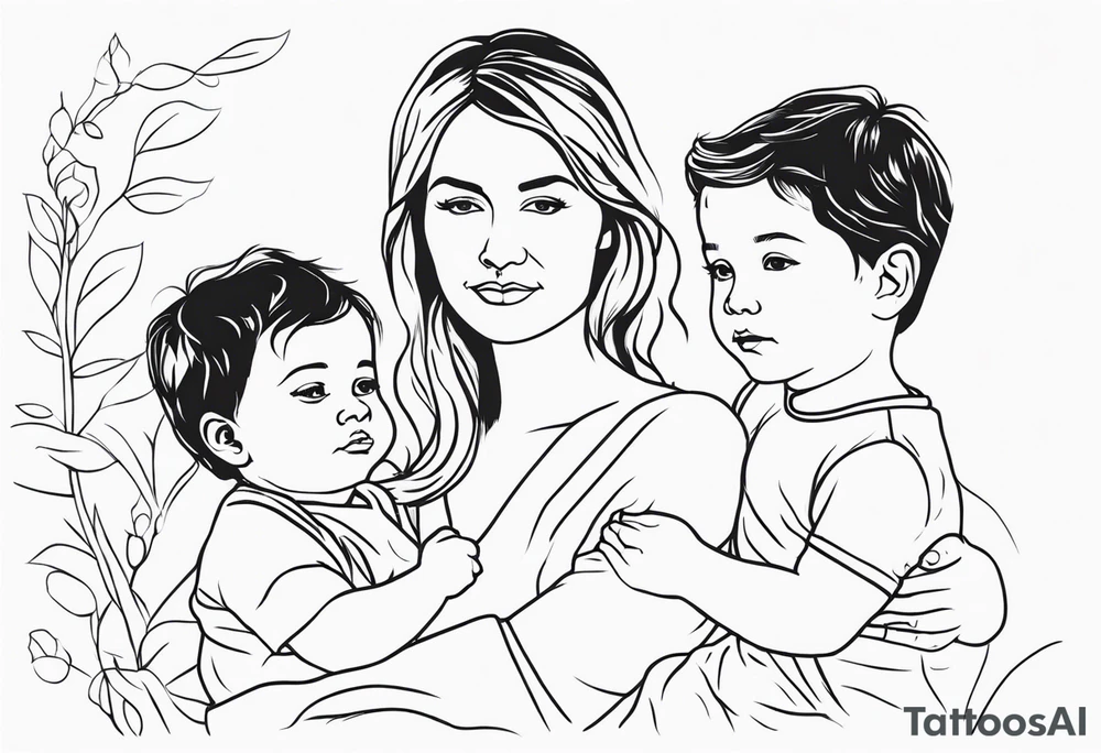 Mother with her son and daughter tattoo idea
