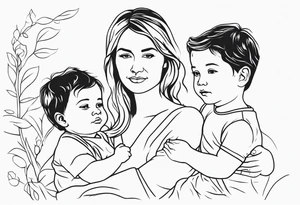 Mother with her son and daughter tattoo idea