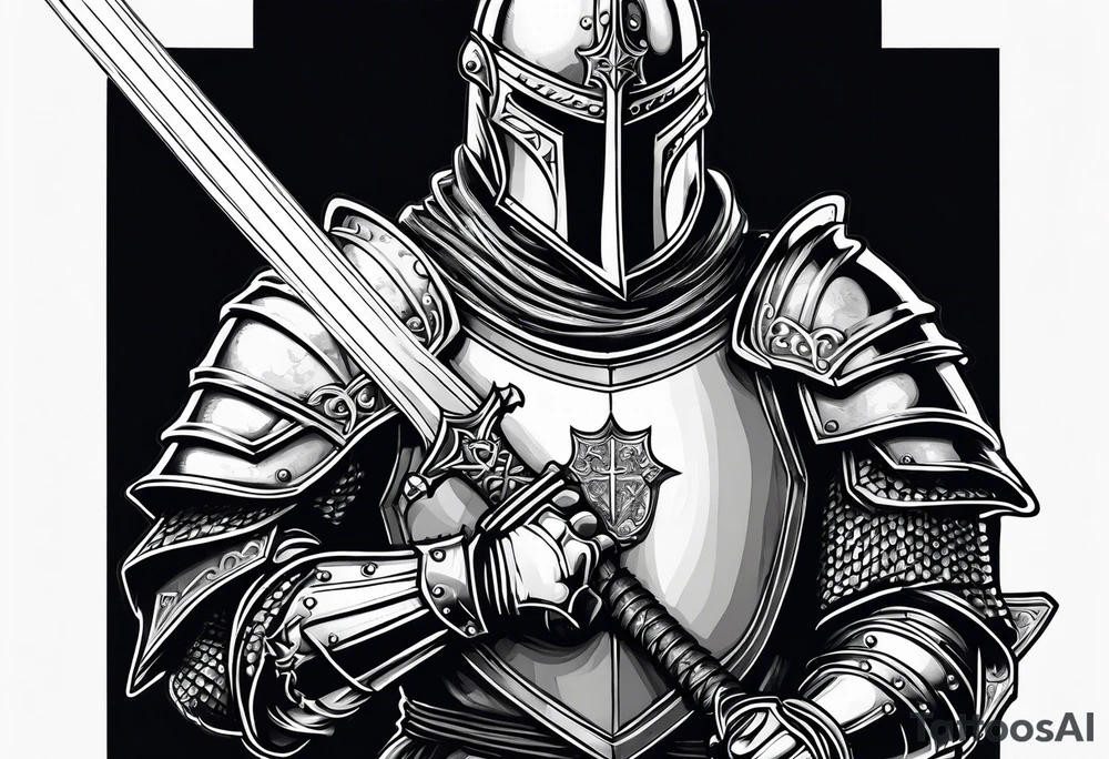 Medieval knight holding a sword tattoo idea