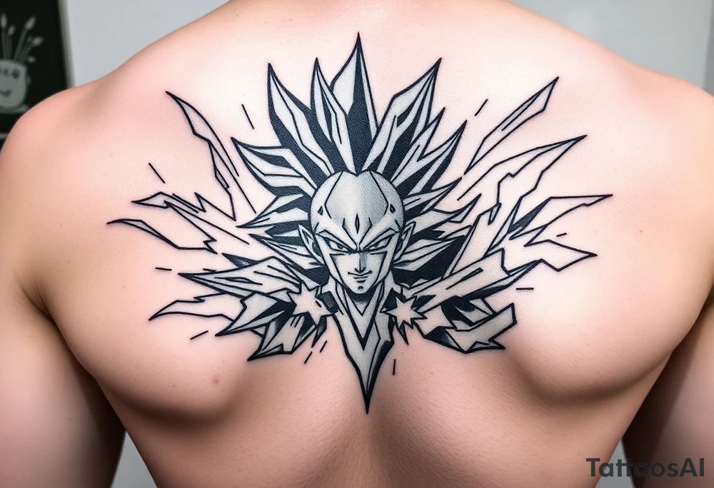 legendary dragonball z scene with energy aura and power effects tattoo idea
