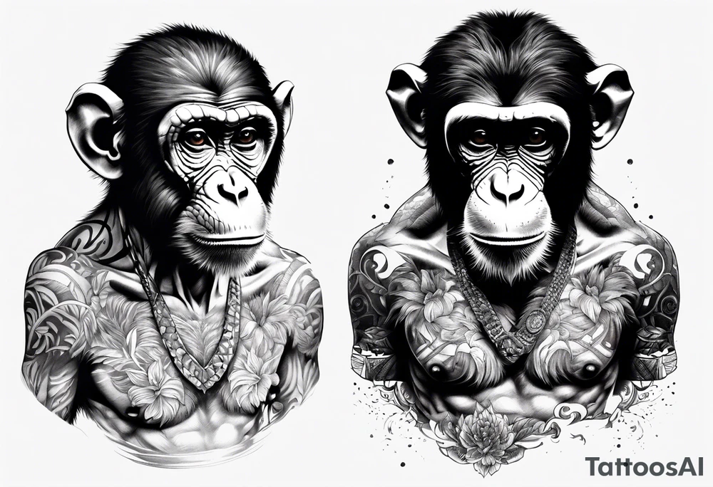 aggressive monkey on torso tattoo tattoo idea
