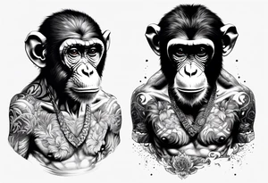 aggressive monkey on torso tattoo tattoo idea