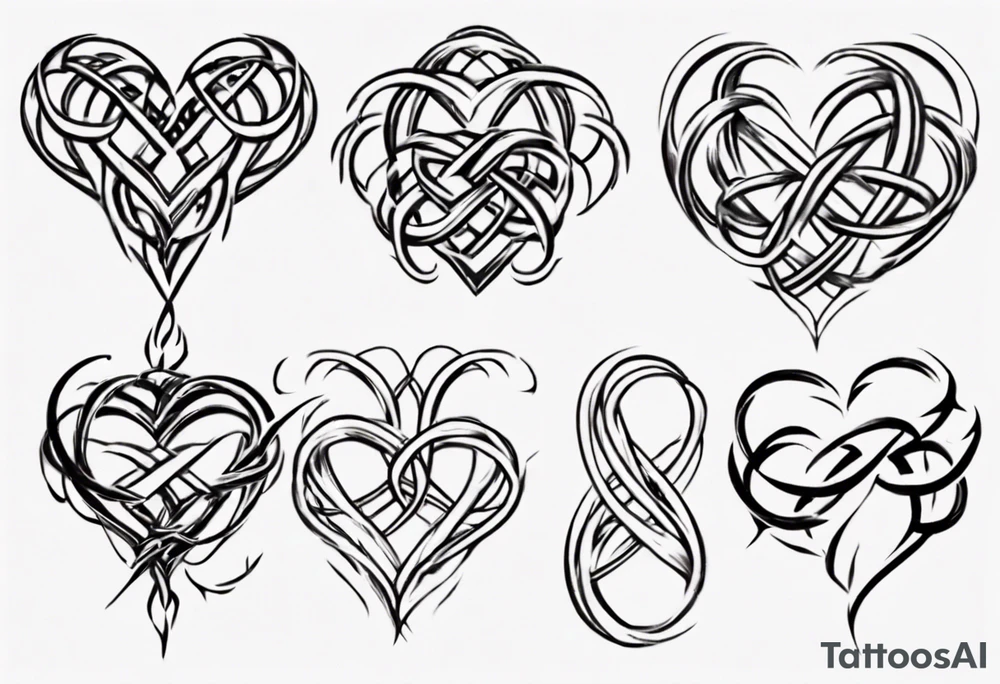 Prime knot 6,1 as entangled hearts, but very simple tattoo idea