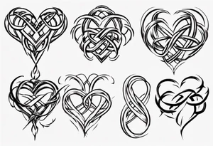 Prime knot 6,1 as entangled hearts, but very simple tattoo idea