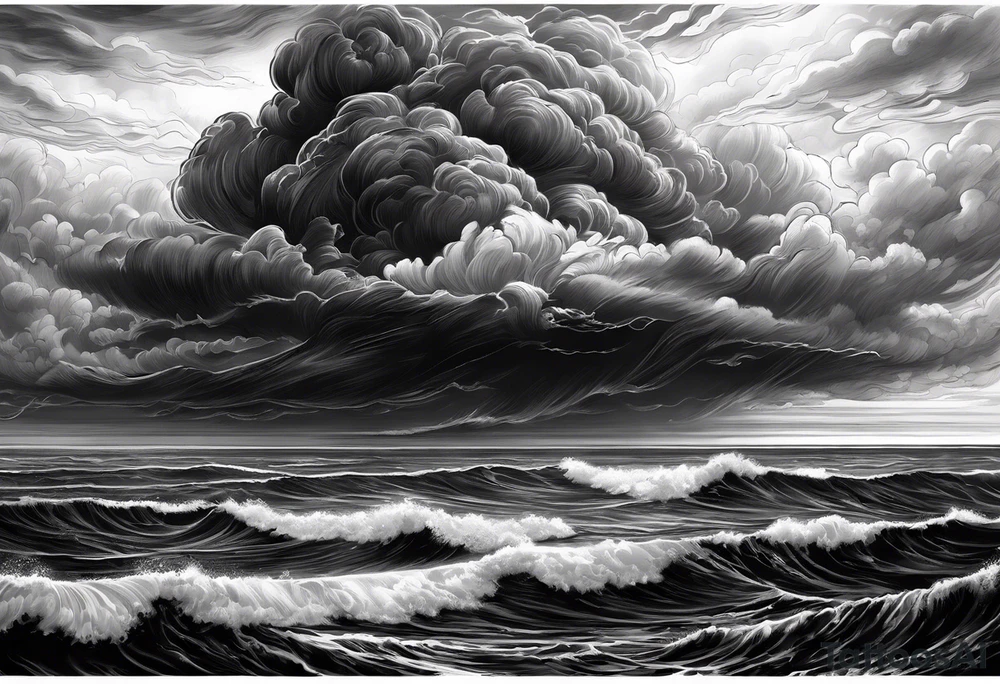 Heavy dark storm clouds tattoo idea