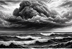 Heavy dark storm clouds tattoo idea