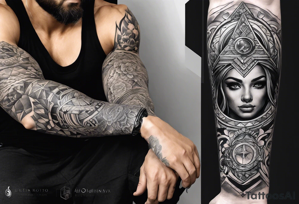 Robert dinero themed arm sleeve tattoo idea