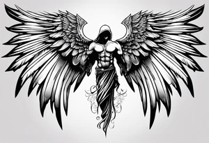 half angel half death wings open tattoo idea