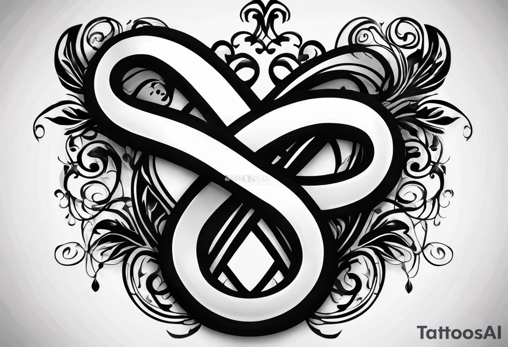 Infinity Symbol with Initials: Incorporate the infinity symbol, with the couple’s initials intertwined within the loop. This design can be exclusively in black or with a touch of red on the initials. tattoo idea