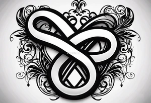 Infinity Symbol with Initials: Incorporate the infinity symbol, with the couple’s initials intertwined within the loop. This design can be exclusively in black or with a touch of red on the initials. tattoo idea