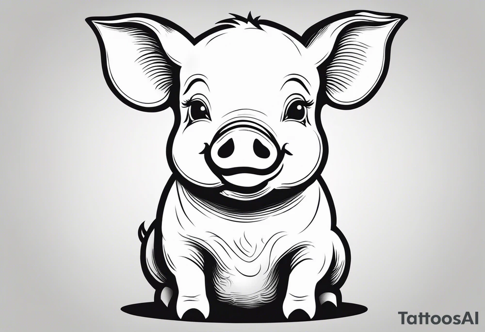 cute pig or piglet that contains text: "friends not food"
only very thin lines. no shading. black and white only tattoo idea