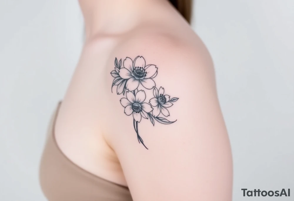 Rose and Chrysanthemum bouquet tattoo tattoo idea