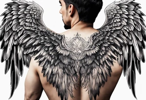 man with angel wing tattoo idea