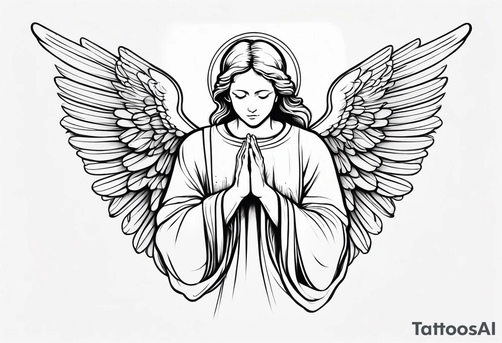 Angel with prayer hands tattoo idea