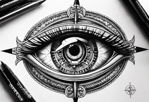 Eyes in the middle of a compass tattoo idea
