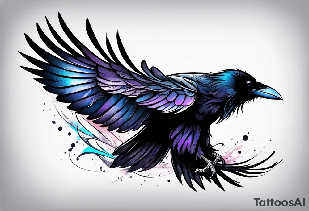 a raven alone with nothing behind it tattoo idea