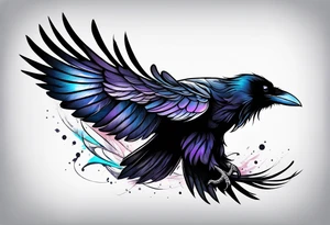 a raven alone with nothing behind it tattoo idea