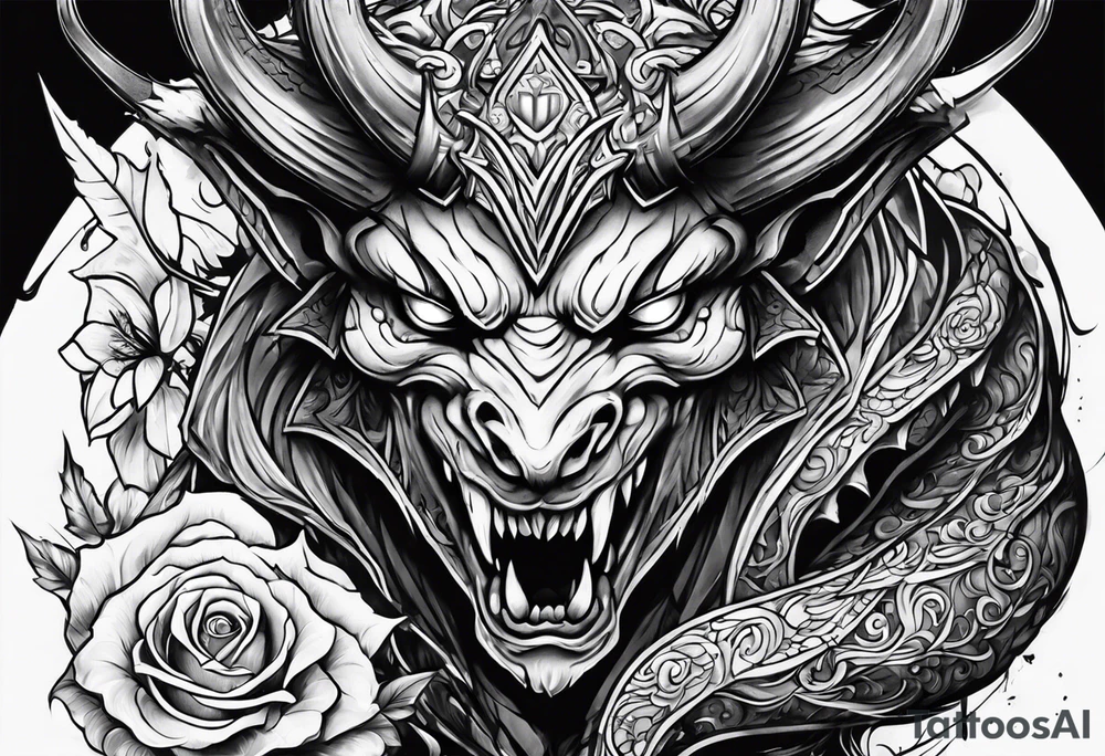 Demon stalking a boy tattoo idea