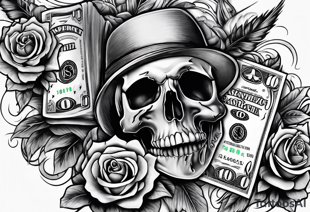 hard way to get money tattoo idea