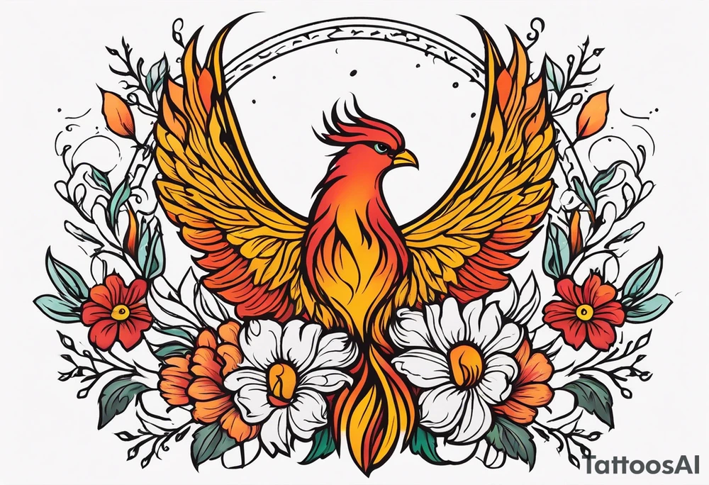 phoenix rising

old school vintage simple traditional design surrounded by vintage flowers


bold color simple tattoo idea
