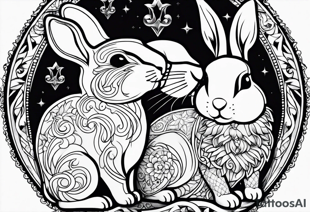 two opposite bunnies tattoo idea