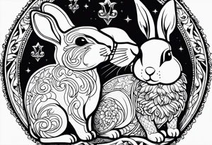 two opposite bunnies tattoo idea